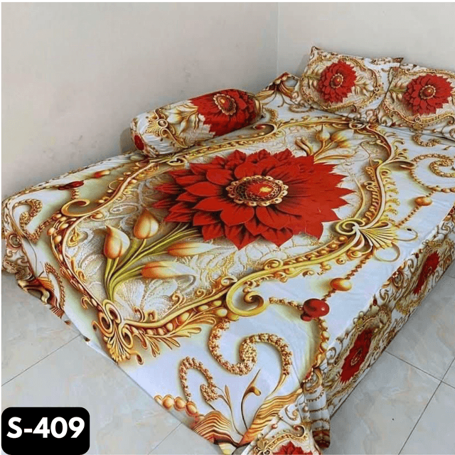 Water Proof Korean Premium 3D Design Bed Sheet (S-409)